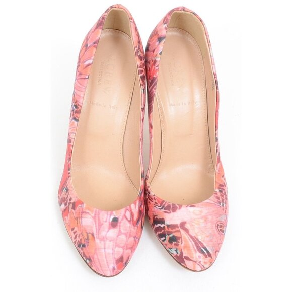J.Crew Fabric Leather Pink Floral Made in Italy Pointy Toe Pumps Heels Women's 7 - Picture 3 of 10
